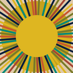 Sunbow 3 - Mid Mod Multicolor Sunburst Sun on Beige Coffee Mug Gallery Image 2