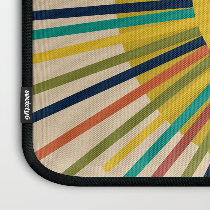 Sunbow 3 - Mid Mod Multicolor Sunburst Sun on Beige Laptop Sleeve Gallery Image 3