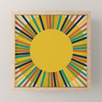 Sunbow 3 - Mid Mod Multicolor Sunburst Sun on Beige Mini Art Print Gallery Image 1