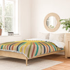 Sunbow 3 - Mid Mod Multicolor Sunburst Sun on Beige Duvet Cover Gallery Image 2
