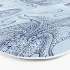 Coral Reef Life Underwater Sea Scene Blue Monochromatic Toile Pattern  Bath Mat Gallery Image 3