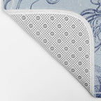 Coral Reef Life Underwater Sea Scene Blue Monochromatic Toile Pattern  Bath Mat Gallery Image 2