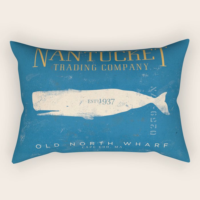 Nantucket Whale Nautical Beach Ocean Cottage Marine Rectangular Pillow Gallery Image 2