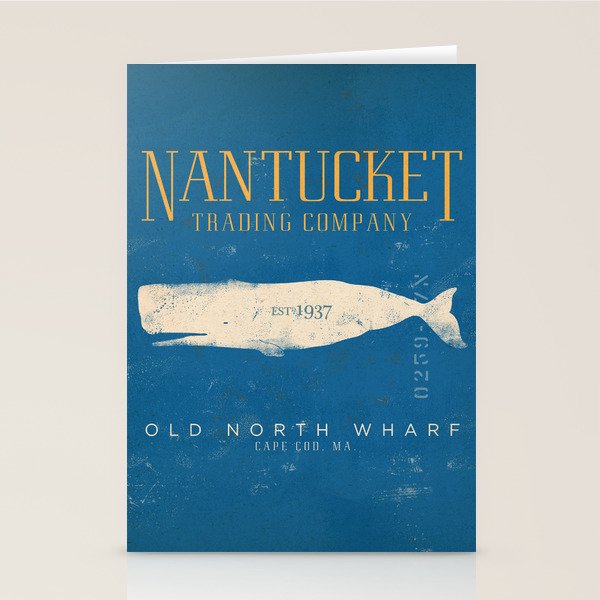 Nantucket Whale Nautical Beach Ocean Cottage Marine Stationery Card Gallery Image 1