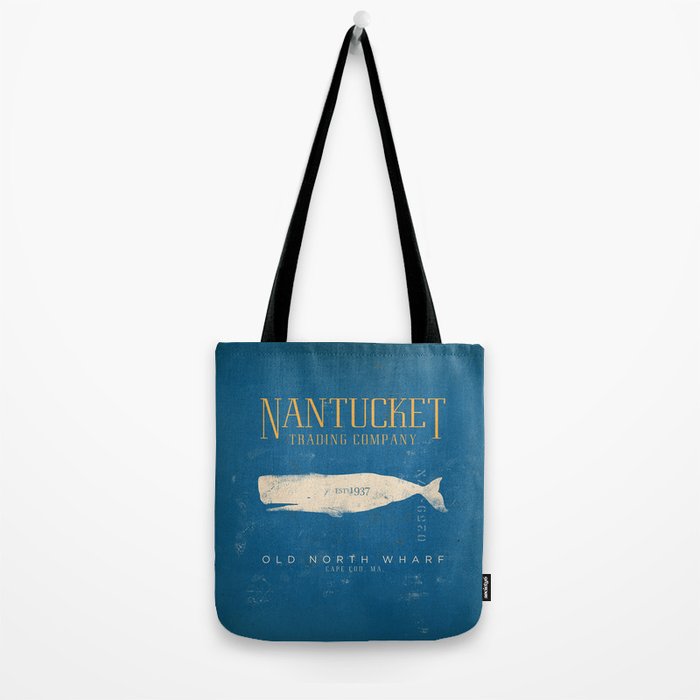 Nantucket Whale Nautical Beach Ocean Cottage Marine Tote Bag Gallery Image 2
