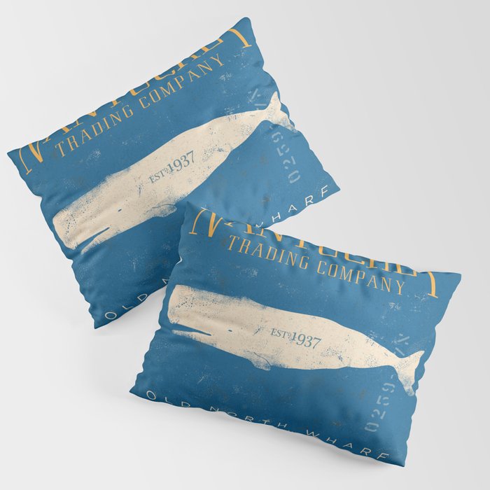 Nantucket Whale Nautical Beach Ocean Cottage Marine Pillow Sham Gallery Image 1