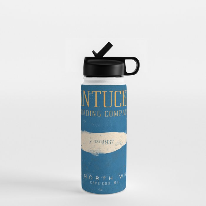 Nantucket Whale Nautical Beach Ocean Cottage Marine Water Bottle Gallery Image 1
