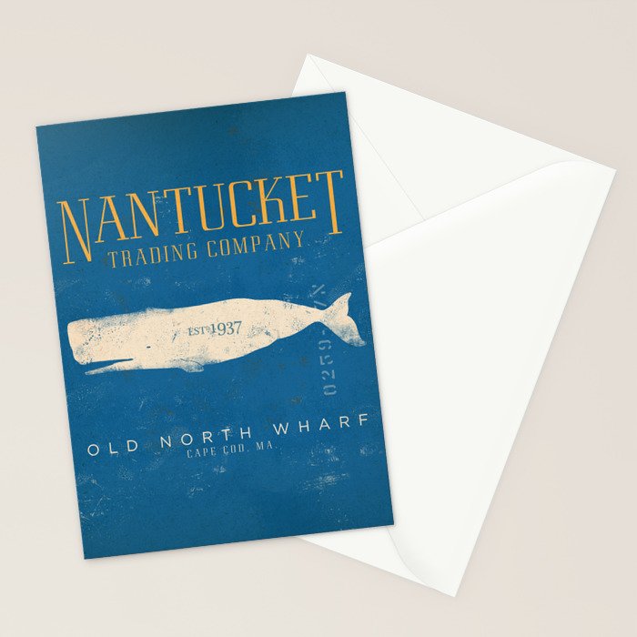 Nantucket Whale Nautical Beach Ocean Cottage Marine Stationery Card Gallery Image 2