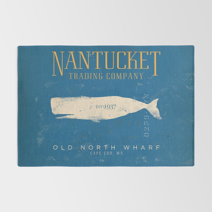Nantucket Whale Nautical Beach Ocean Cottage Marine Rug Gallery Image 2