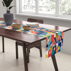 Every day we glow International Women's Day // midnight navy blue background teal, mint, electric blue neon orange red and gold humans  Table Runner Gallery Image 2