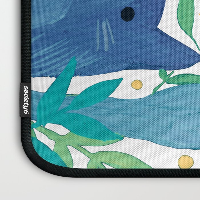 Cats and branches - blue and green Laptop Sleeve Gallery Image 3