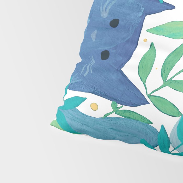 Cats and branches - blue and green Pillow Sham Gallery Image 4