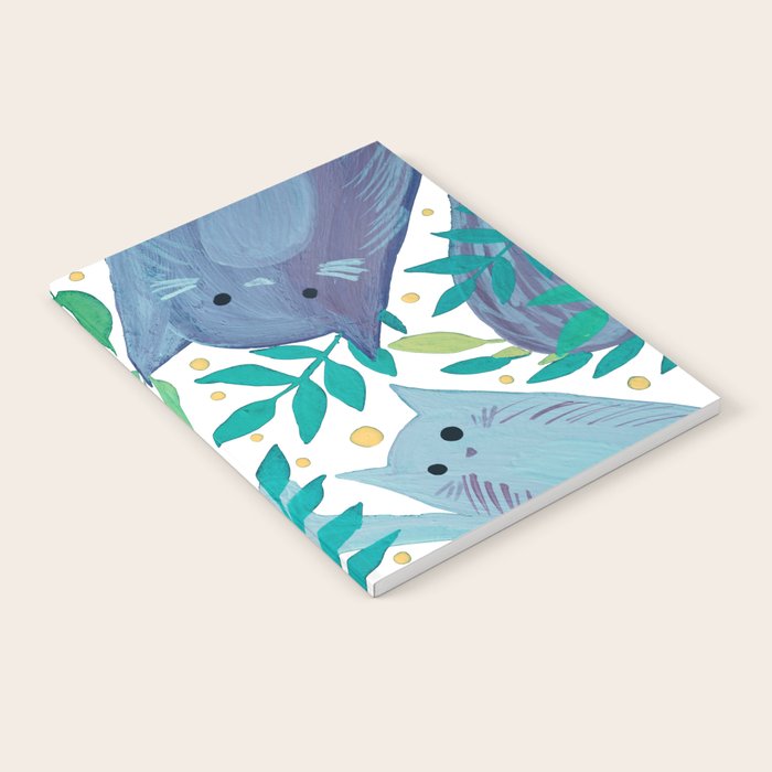 Cats and branches - blue and green Notebook