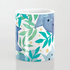 Cats and branches - blue and green Coffee Mug Gallery Image 4