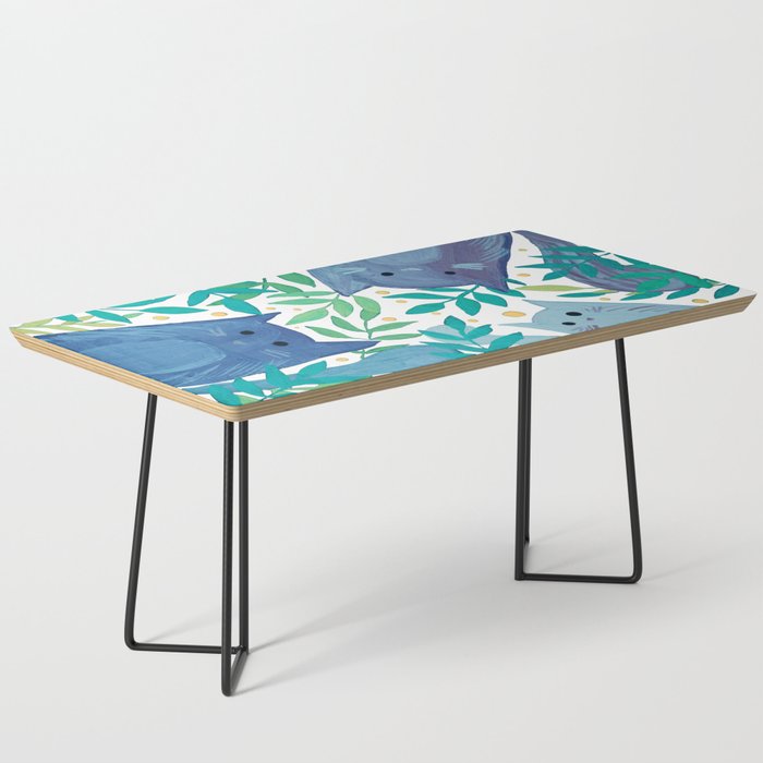 Cats and branches - blue and green Coffee Table Gallery Image 1