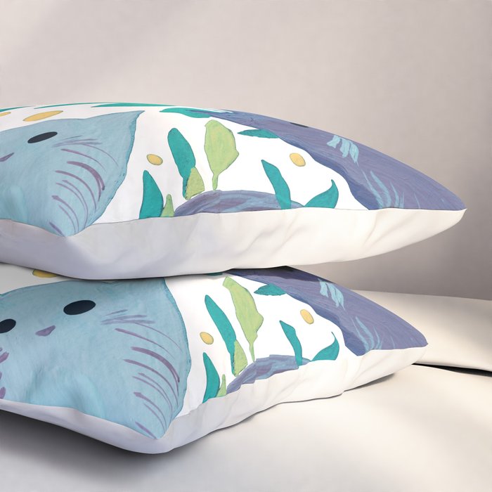 Cats and branches - blue and green Pillow Sham Gallery Image 3