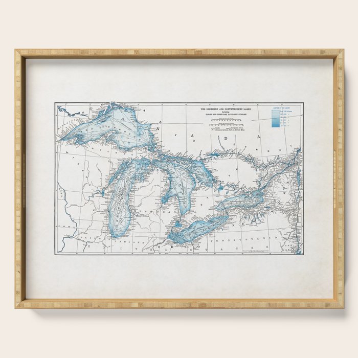 Vintage Great Lakes Map Serving Tray Gallery Image 1
