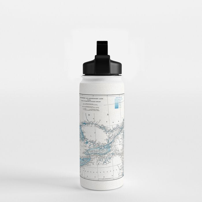 Vintage Great Lakes Map Water Bottle Gallery Image 2