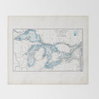 Vintage Great Lakes Map Throw Blanket Gallery Image 2