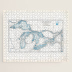 Vintage Great Lakes Map Jigsaw Puzzle Gallery Image 1