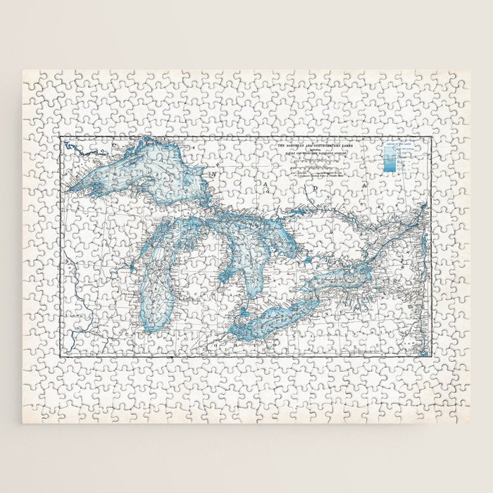 Vintage Great Lakes Map Jigsaw Puzzle Gallery Image 1