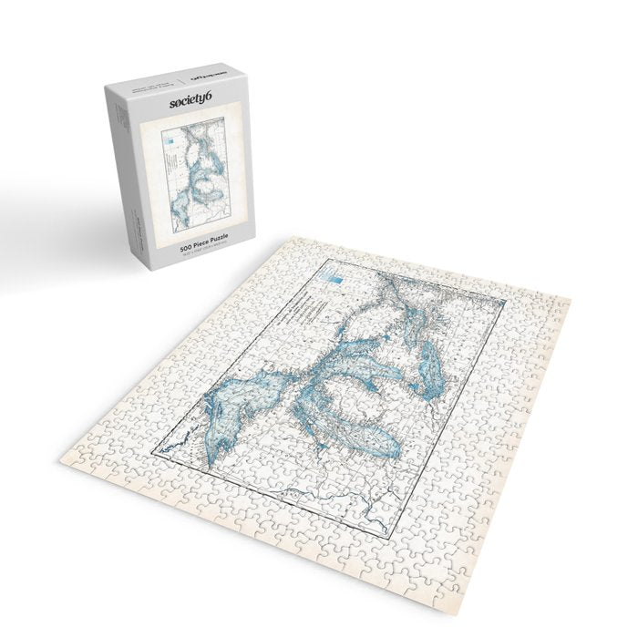 Vintage Great Lakes Map Jigsaw Puzzle Gallery Image 2