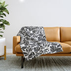 Simple black and white flower garden Throw Blanket Gallery Image 1