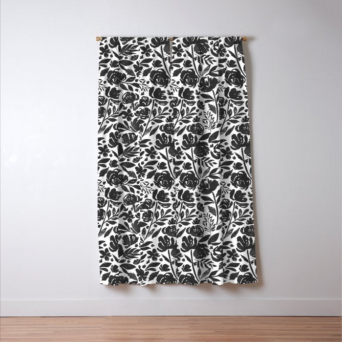 Simple black and white flower garden Window Curtain Gallery Image 3