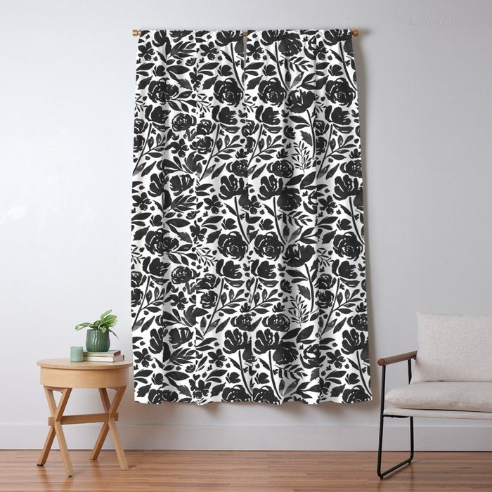 Simple black and white flower garden Window Curtain Gallery Image 5