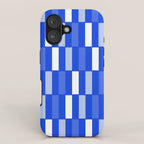 Long Blocks Geometric Check Pattern Royal Blue, Light Blue, White iPhone Case Gallery Image 1
