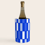 Long Blocks Geometric Check Pattern Royal Blue, Light Blue, White Wine Chiller Gallery Image 1