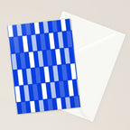 Long Blocks Geometric Check Pattern Royal Blue, Light Blue, White Stationery Card Gallery Image 2