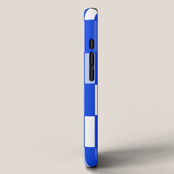 Long Blocks Geometric Check Pattern Royal Blue, Light Blue, White iPhone Case Gallery Image 2