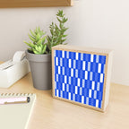 Long Blocks Geometric Check Pattern Royal Blue, Light Blue, White Mini Art Print Gallery Image 2