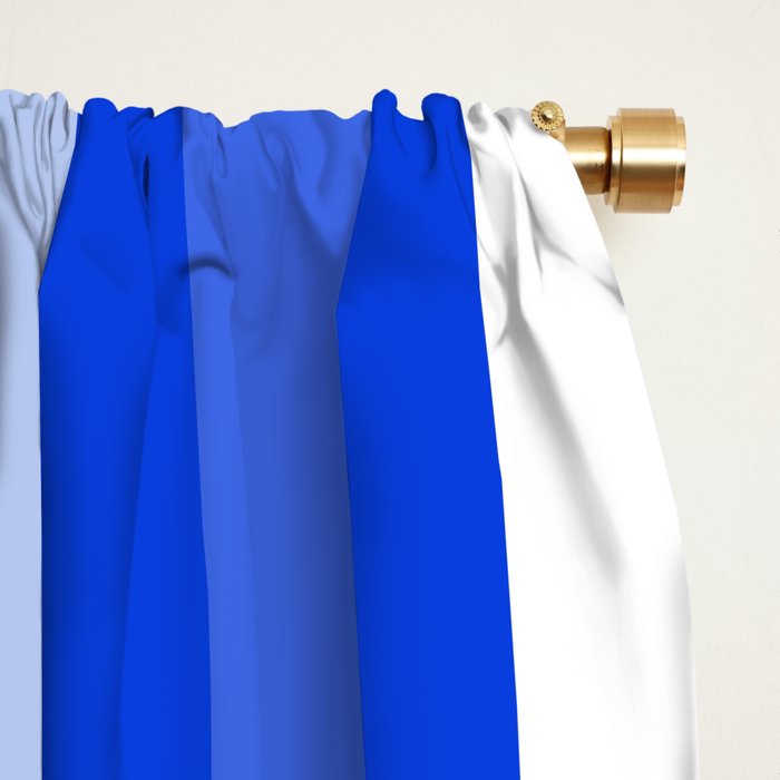 Long Blocks Geometric Check Pattern Royal Blue, Light Blue, White Window Curtain Gallery Image 2