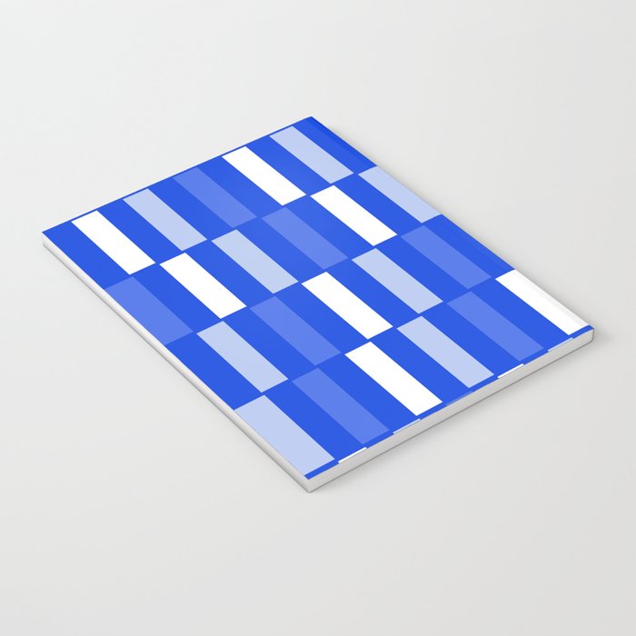 Long Blocks Geometric Check Pattern Royal Blue, Light Blue, White Notebook Gallery Image 3