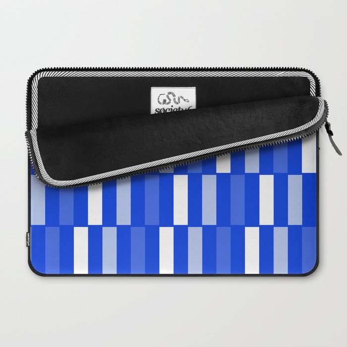 Long Blocks Geometric Check Pattern Royal Blue, Light Blue, White Laptop Sleeve Gallery Image 2