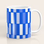 Long Blocks Geometric Check Pattern Royal Blue, Light Blue, White Coffee Mug Gallery Image 1