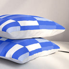 Long Blocks Geometric Check Pattern Royal Blue, Light Blue, White Pillow Sham Gallery Image 3
