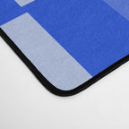 Long Blocks Geometric Check Pattern Royal Blue, Light Blue, White Desk Mat Gallery Image 4