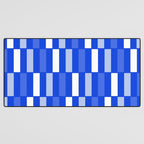 Long Blocks Geometric Check Pattern Royal Blue, Light Blue, White Desk Mat Gallery Image 3