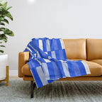 Long Blocks Geometric Check Pattern Royal Blue, Light Blue, White Throw Blanket Gallery Image 1