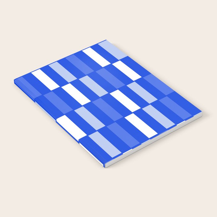 Long Blocks Geometric Check Pattern Royal Blue, Light Blue, White Notebook Gallery Image 2