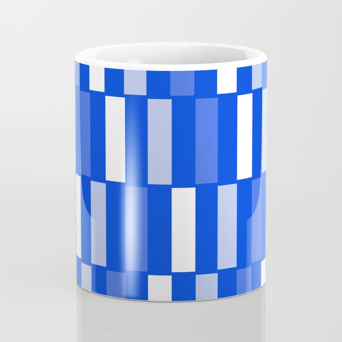 Long Blocks Geometric Check Pattern Royal Blue, Light Blue, White Coffee Mug Gallery Image 4
