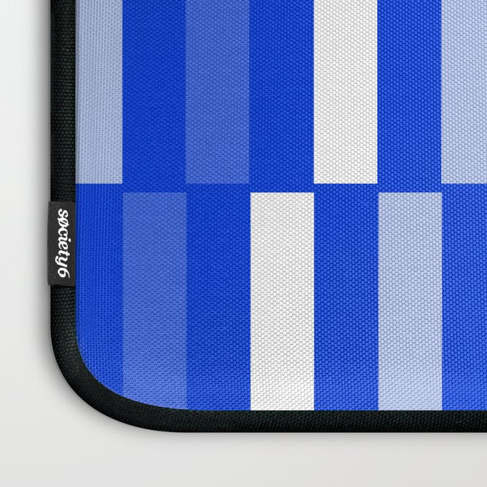 Long Blocks Geometric Check Pattern Royal Blue, Light Blue, White Laptop Sleeve Gallery Image 3