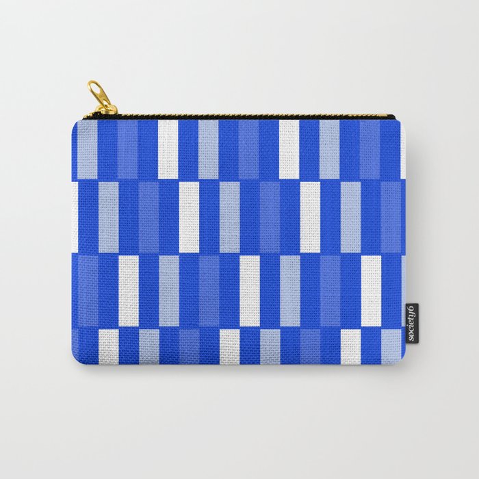 Long Blocks Geometric Check Pattern Royal Blue, Light Blue, White Carry All Pouch Gallery Image 1