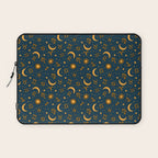 Zodiac Sun and Star Print in Navy Laptop Sleeve Gallery Image 1