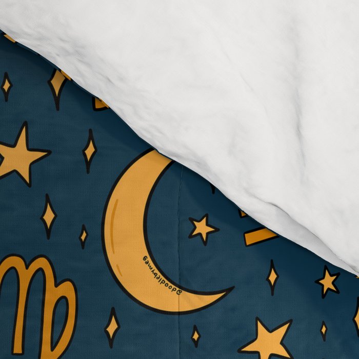 Zodiac Sun and Star Print in Navy Comforter Gallery Image 4
