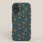 Zodiac Sun and Star Print in Navy iPhone Case Gallery Image 1
