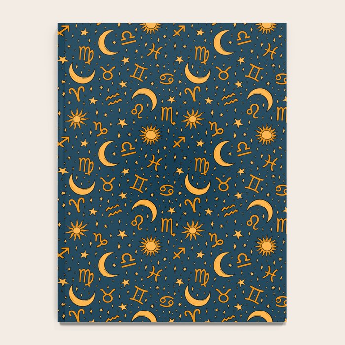 Zodiac Sun and Star Print in Navy Notebook Gallery Image 4
